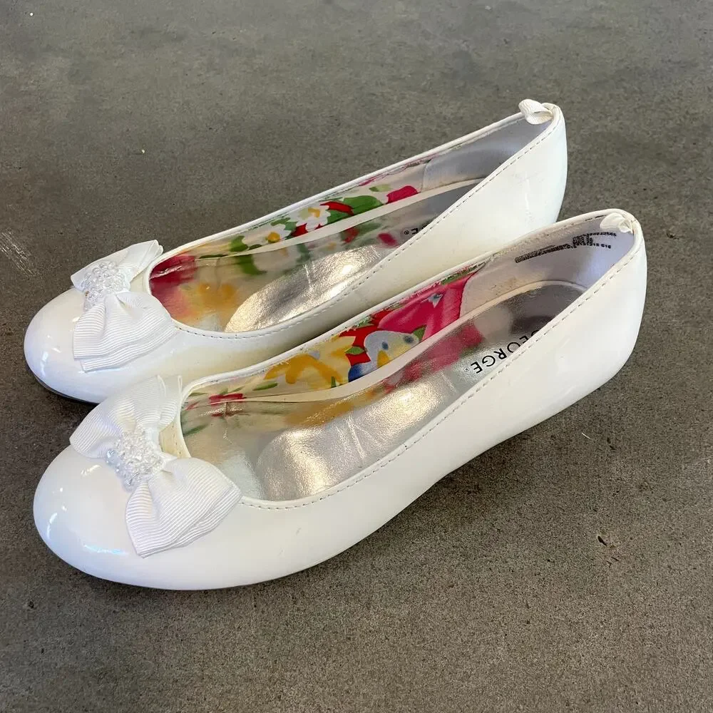George White Formal Dress Shoes wedding Church shoes Youth Girls 3 NEW